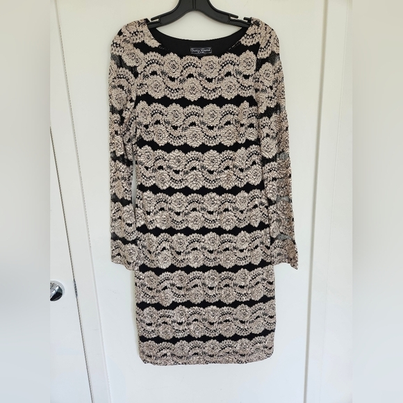 Jessica Howard Evenings Black and Gold Sheath Dress - Picture 3 of 7